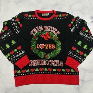 Light-Up This B*tch Loves Christmas Ugly Christmas Sweater - Size Large